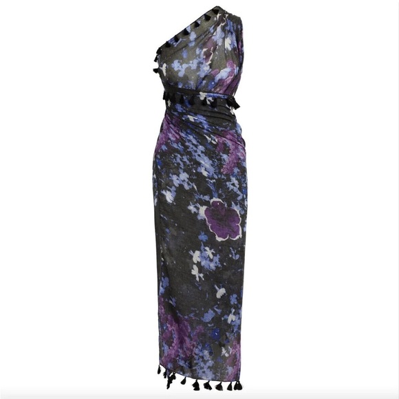 Peter Som Dream Floral Fringe Sarong Wrap Cover Up New - Picture 1 of 6